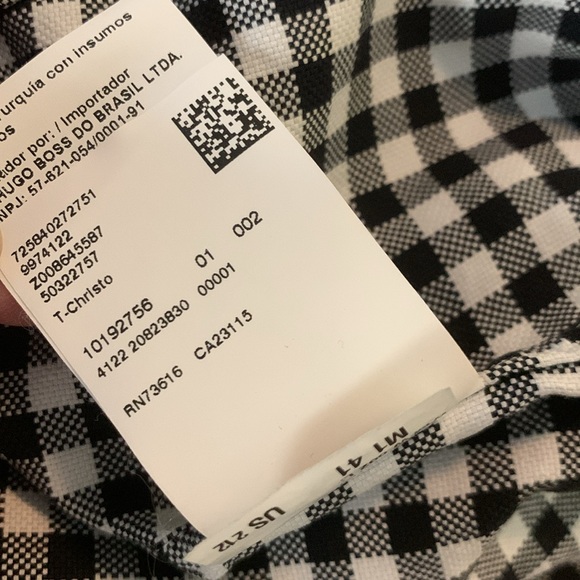 BOSS T-Christo Tailored Slim Fit Tessitura Monti Button Down Checkered Shirt- 16 - Picture 12 of 13